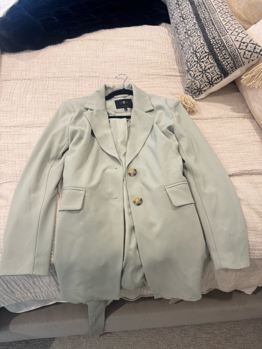 7 For All Mankind Sage Green Tailored Blazer